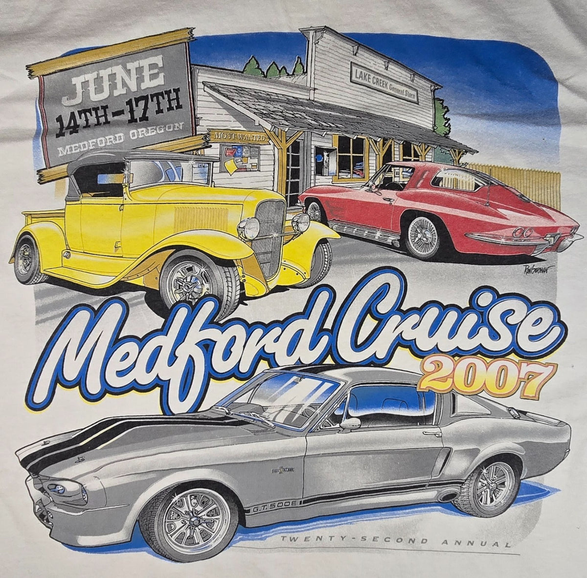 2007 Medford Cruise Car Show T Shirt XL Port & Company Classic Cars Mustang Tee
