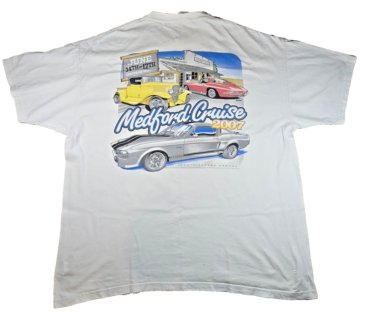 2007 Medford Cruise Car Show T Shirt XL Port & Company Classic Cars Mustang Tee