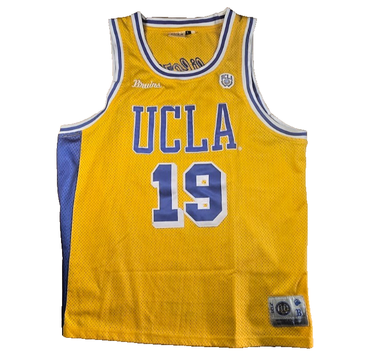 UCLA Bruins #19 Basketball Jersey Large Yellow Blue NCAA College Retro Style Lge