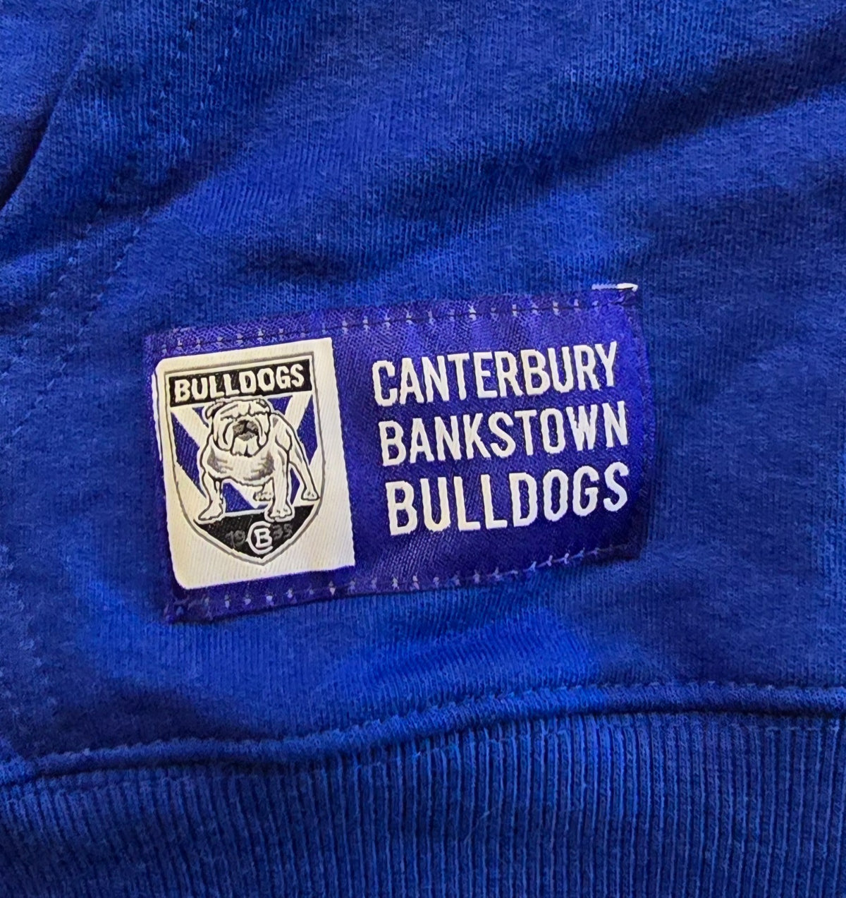 NRL Canterbury Bulldogs Hoodie Vest Mens Blue Sleeveless Zip New With Tags Sz 14