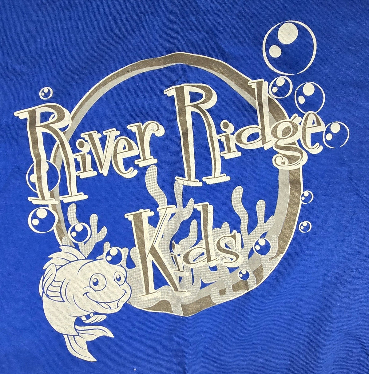 River Ridge Kids T Shirt Blue Graphic Fish Fishing Outdoor Youth Tee SZ Medium