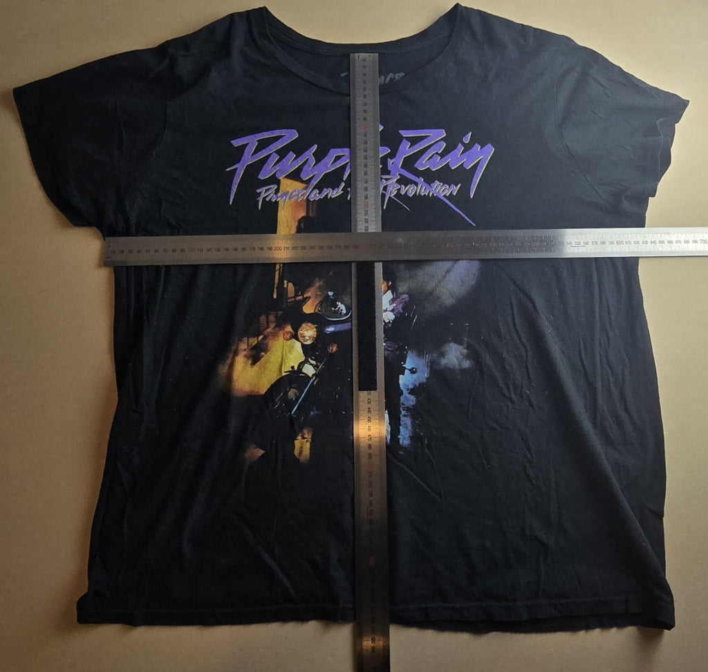 Men's Prince Purple Rain Graphic Print Black Crew Neck T-Shirt Short Sleeve 2XL