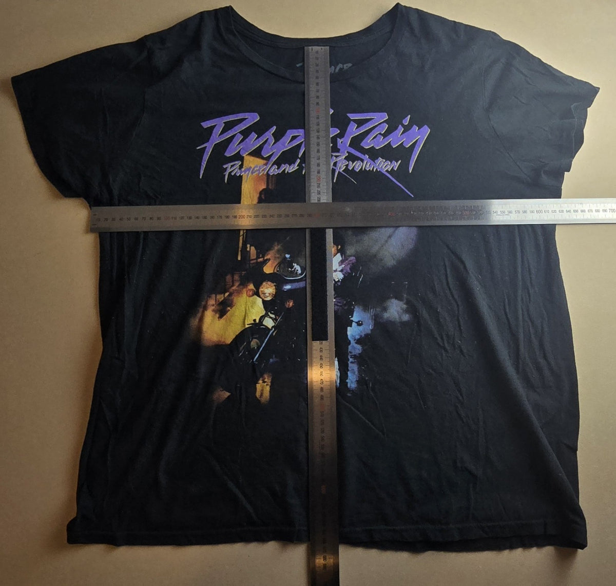Men's Prince Purple Rain Graphic Print Black Crew Neck T-Shirt Short Sleeve 2XL