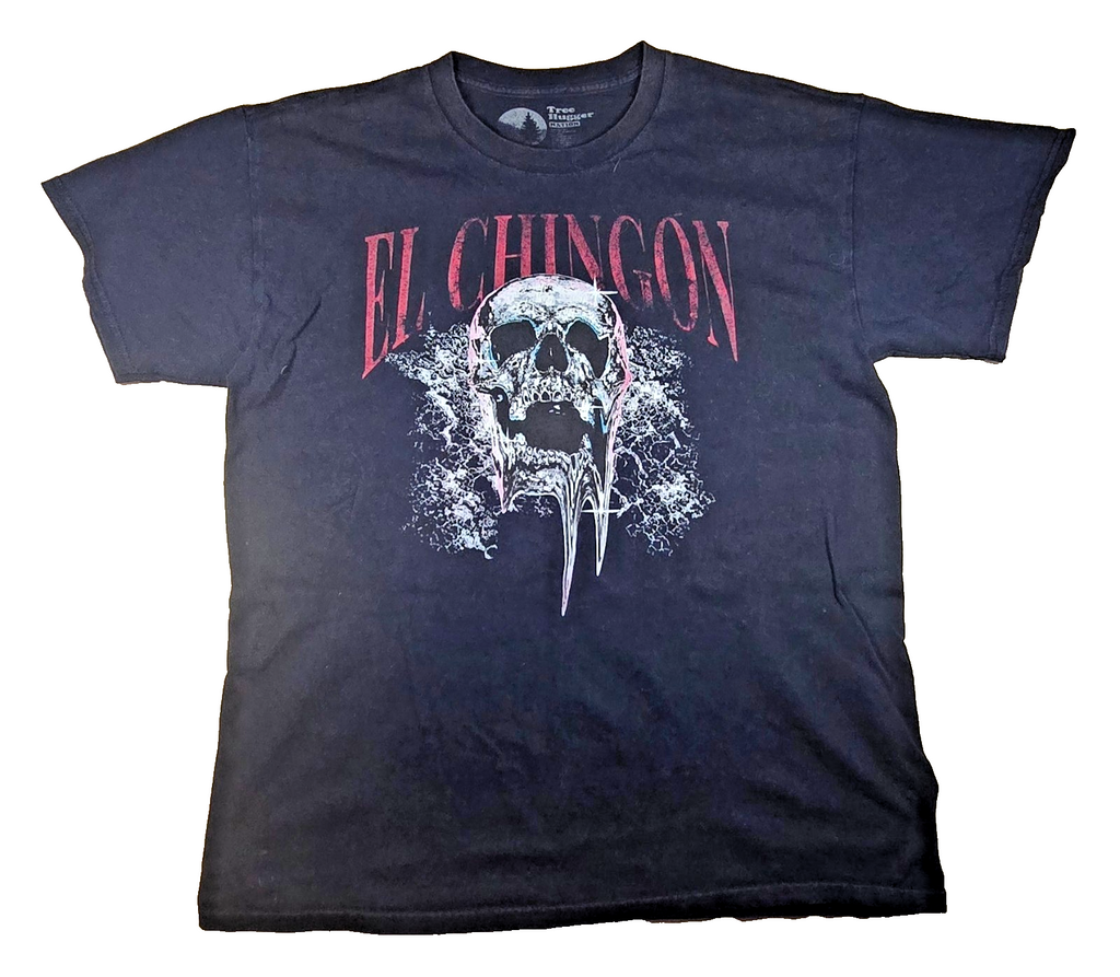El Chingon Skull T Shirt Tree Hugger Men Medium Black Graphic Biker Rock Tee