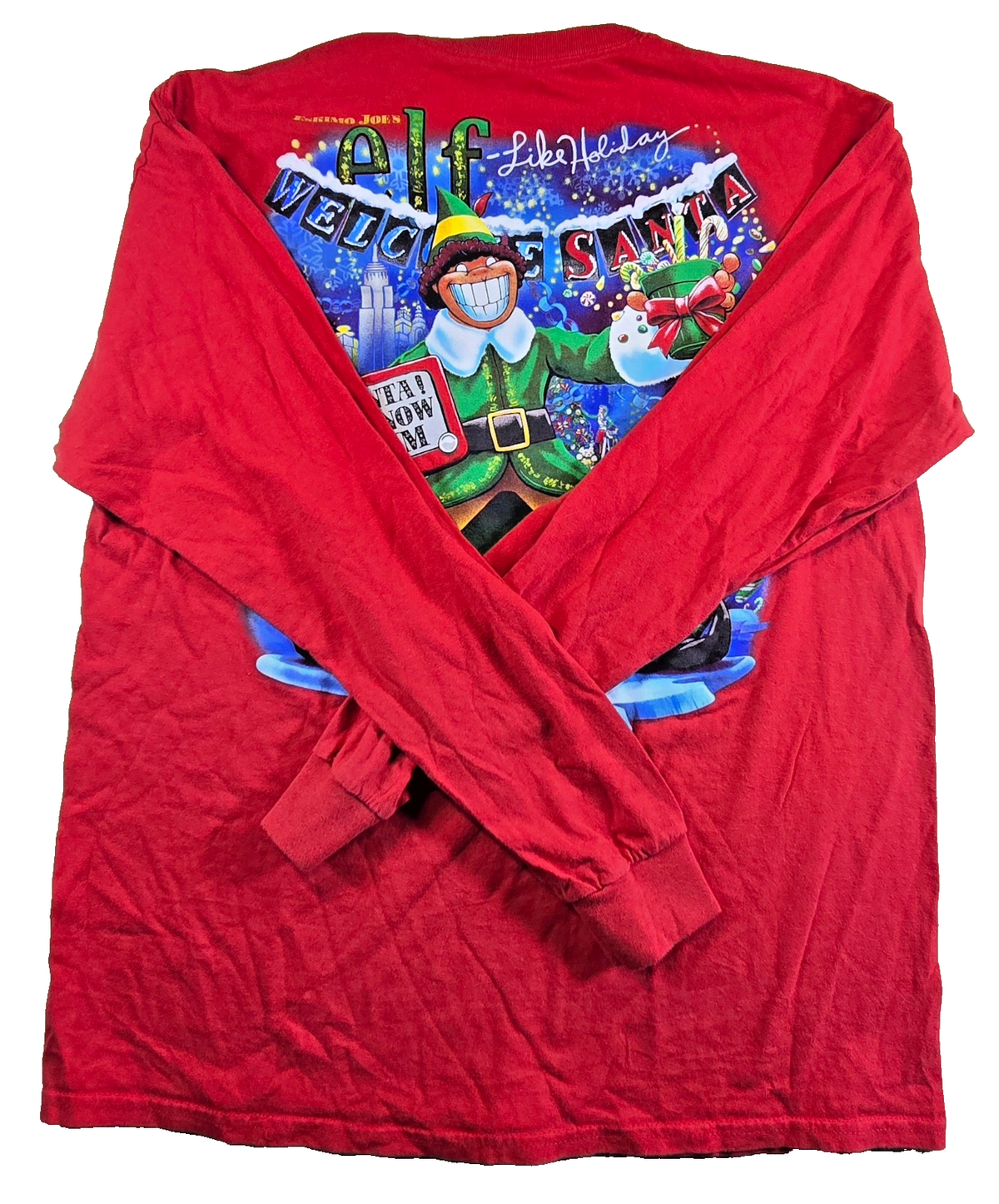Elf Movie Christmas T Shirt Red Long Sleeve Buddy The Elf Esquimo Joe's 54x69cm