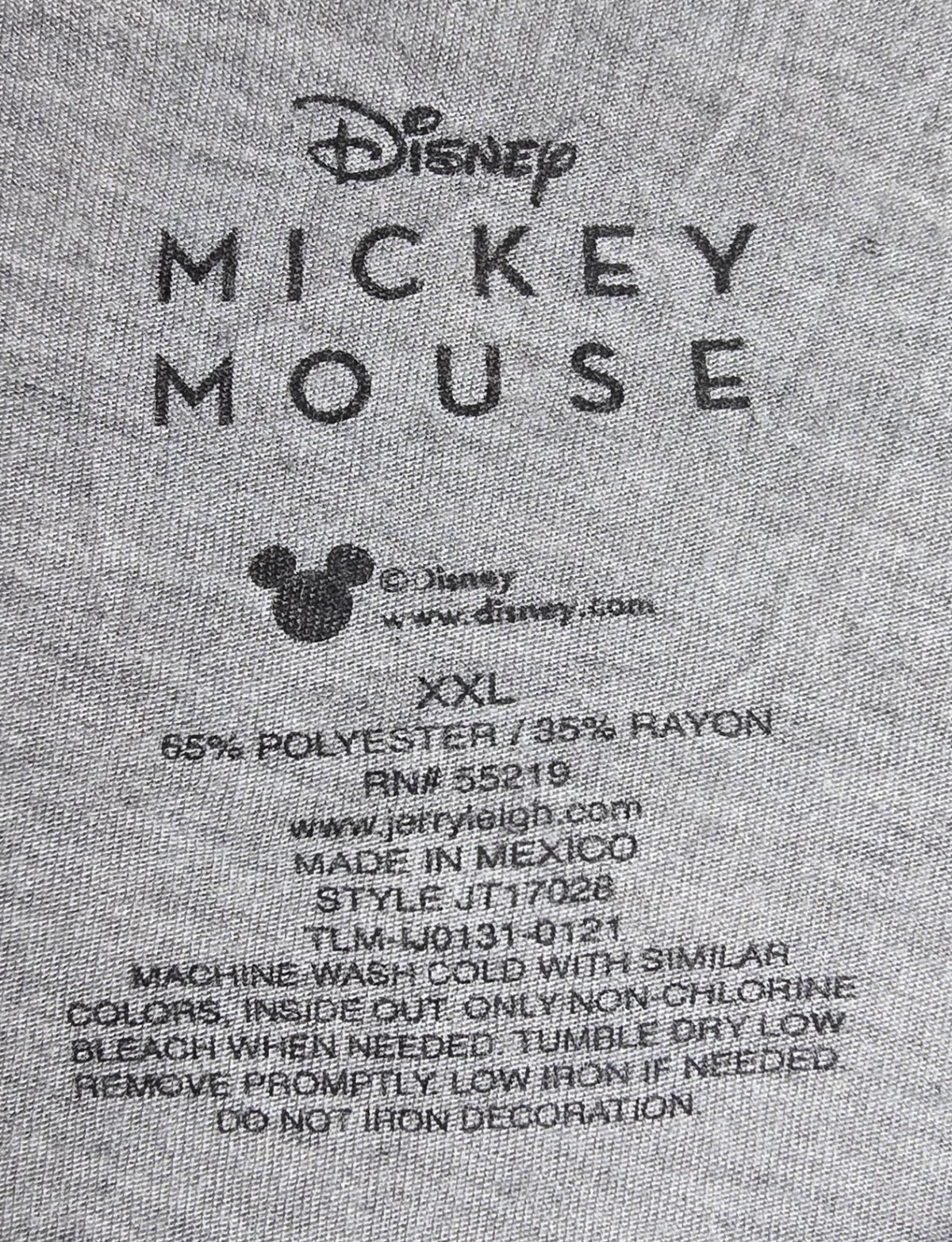 Grey Disney Mickey Mouse Tshirt  Size XXL. Cotton Blend. Short Sleeve