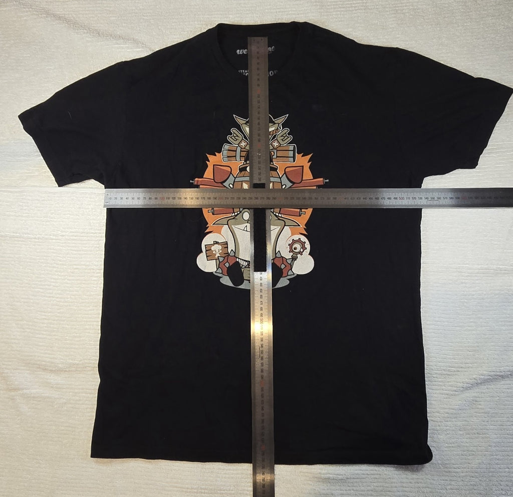 Men's T-shirt Steam Workshop Graphic Print Black Crew Neck T-Shirt L