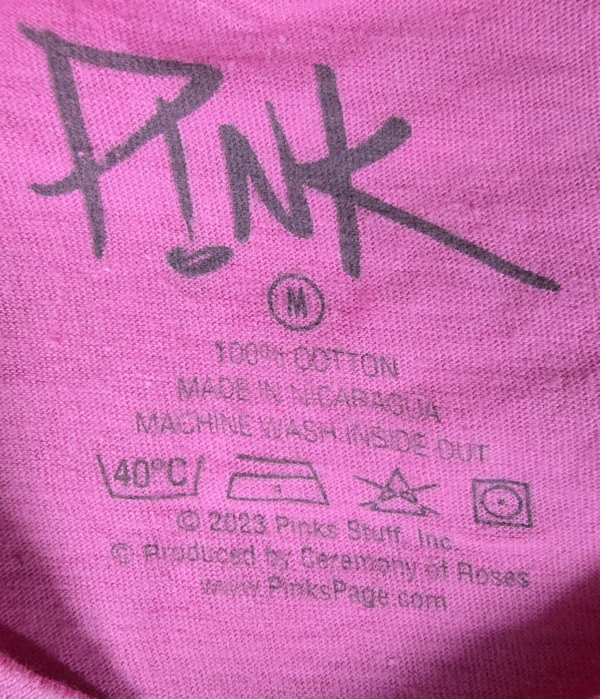 P!NK Trustfall T Shirt Medium M Pink 2023 Album Pop Music Double Sided Graphic