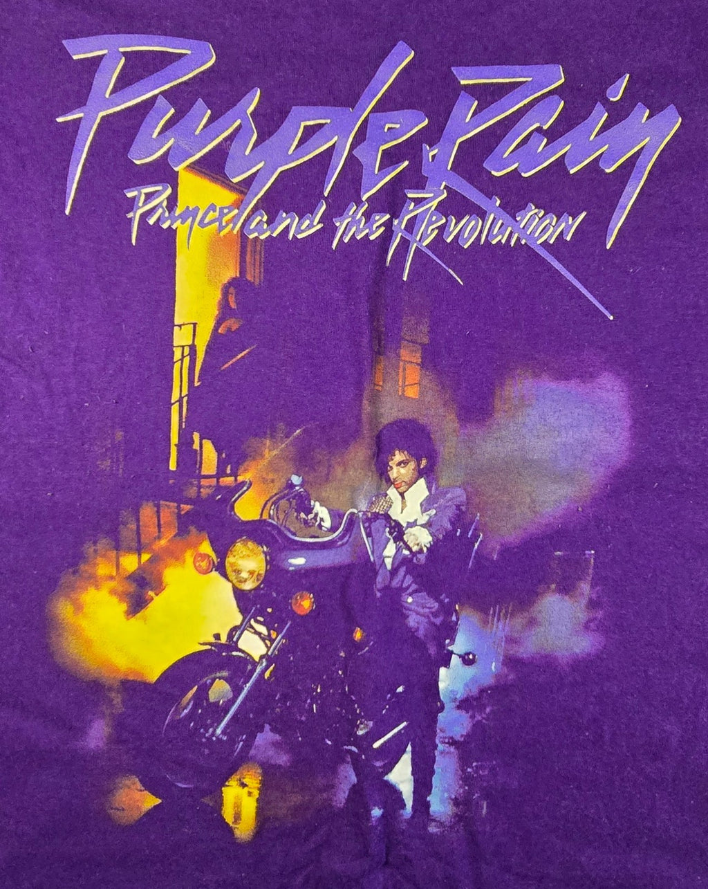 Prince Purple Rain T Shirt Purple Large L Music Rock Pop Singer Motorcycle Tee