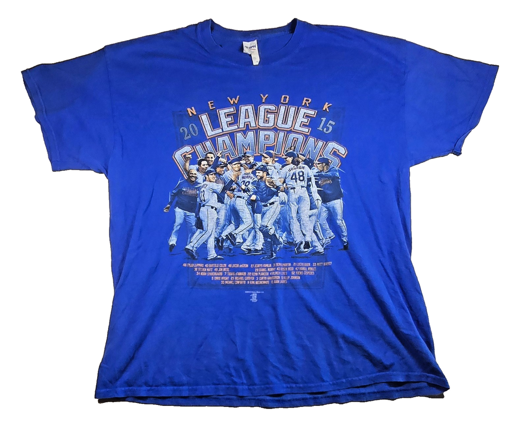2015 New York Mets League Champions T Shirt Gildan Blue MLB Baseball Tee XL