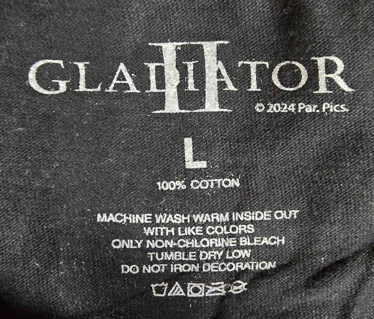 Gladiator II 2 Movie T Shirt Large L Black IMAX Maximus Film Promo 2024 Tee