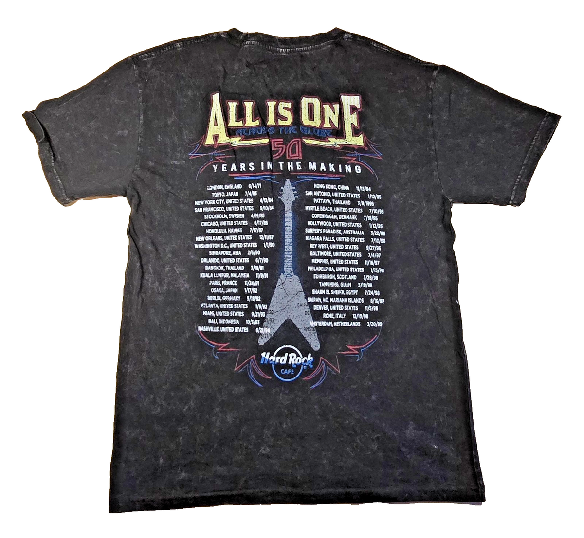 Hard Rock Cafe Orlando T Shirt Small S Black 50th World Tour Guitar Graphic