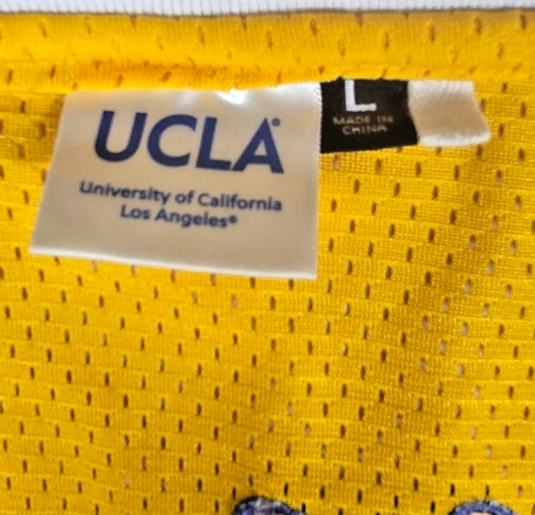 UCLA Bruins #19 Basketball Jersey Large Yellow Blue NCAA College Retro Style Lge