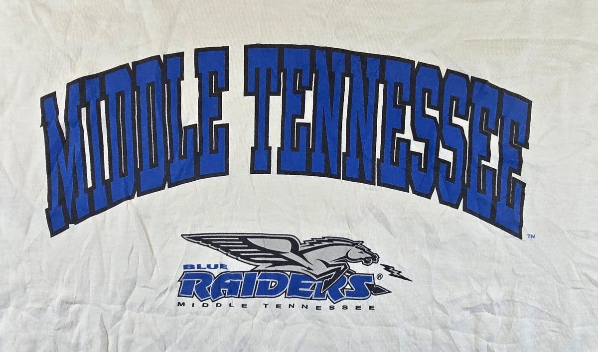 Middle Tennessee Blue Raiders T Shirt XL White Dodger Long Sleeve College Tee