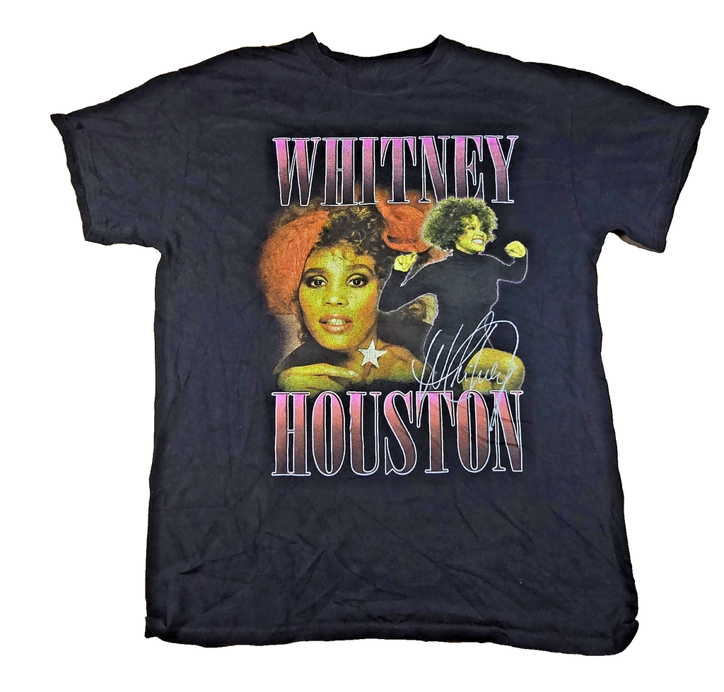 Whitney Houston T Shirt Black Medium M Music Singer Portrait Graphic Tee
