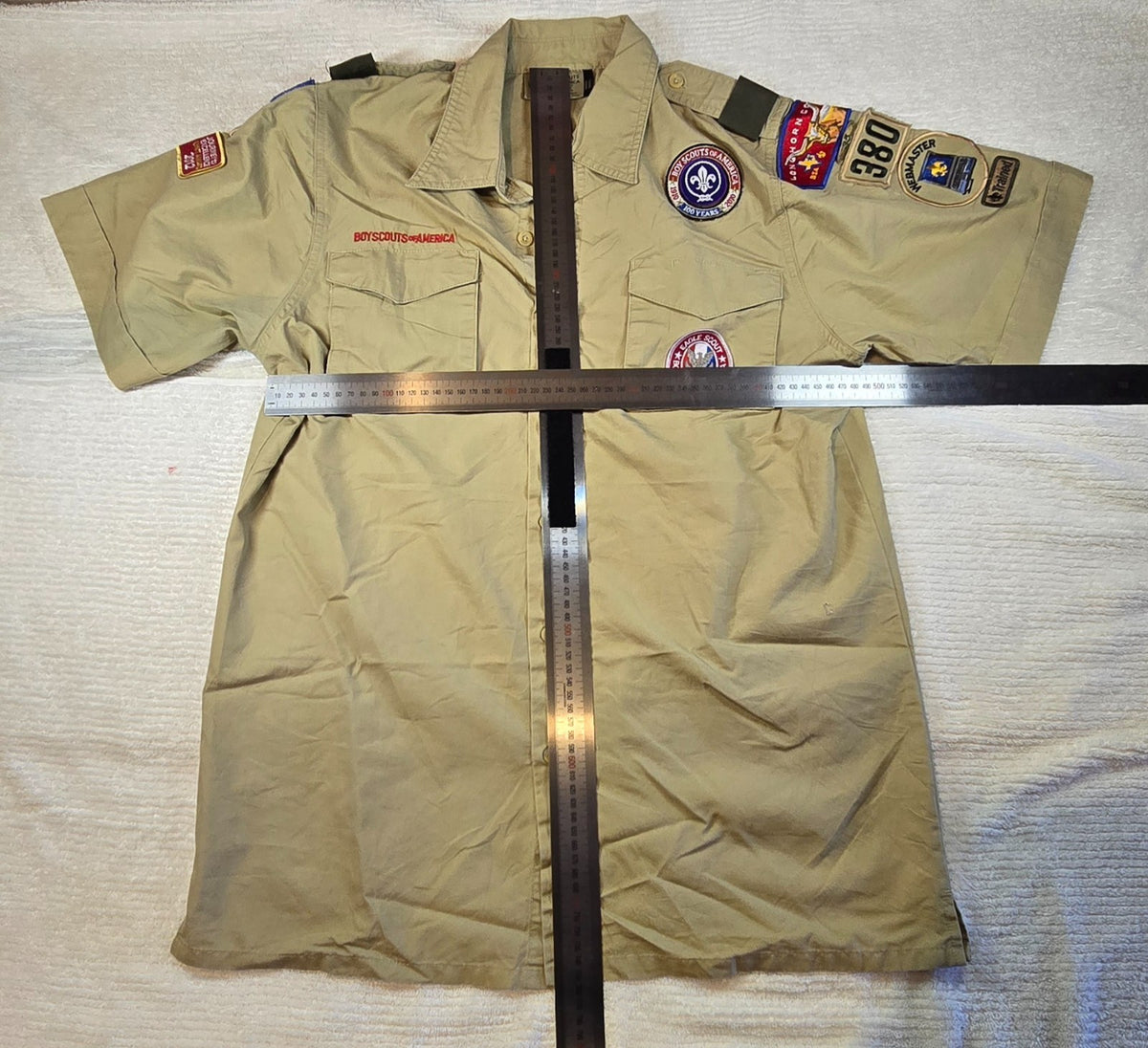 Boy Scouts of America BSA Eagle Scout Uniform Shirt Adult Small Patches Troop 38