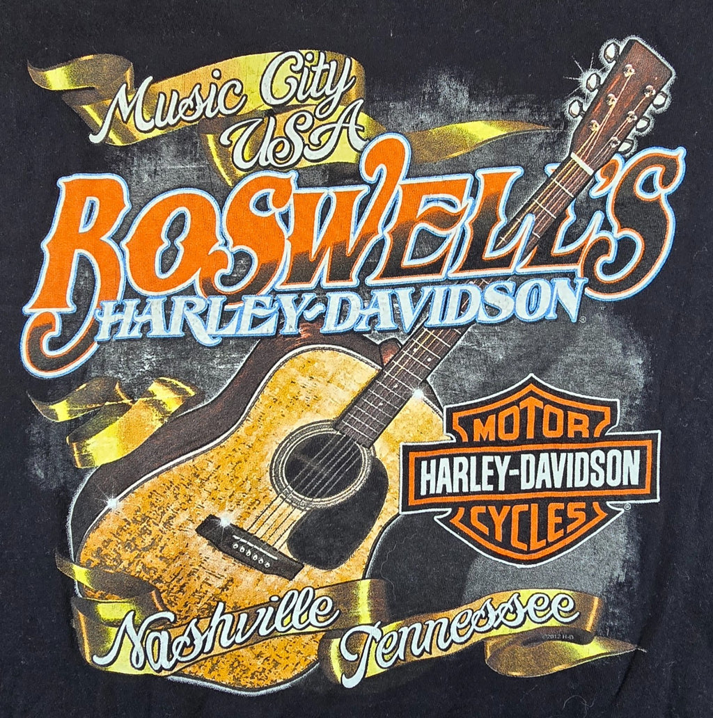 Harley Davidson Nashville T Shirt 2XL Black Boswell's Tennessee Guitar Tee