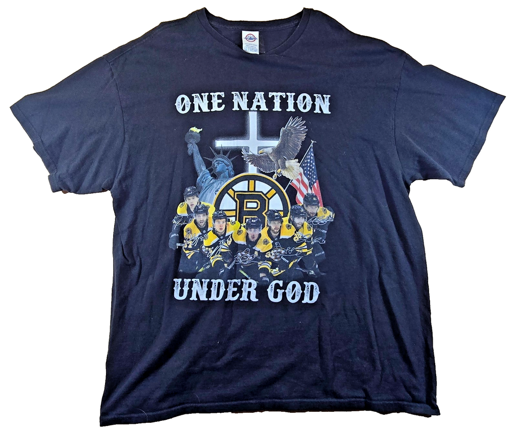 Boston Bruins T Shirt XL Delta Pro Weight Black NHL Hockey One Nation Under God