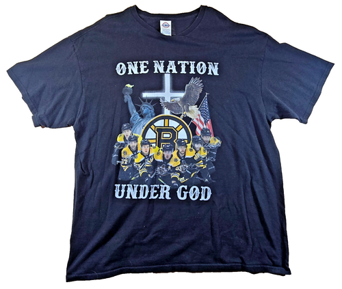 Boston Bruins T Shirt XL Delta Pro Weight Black NHL Hockey One Nation Under God
