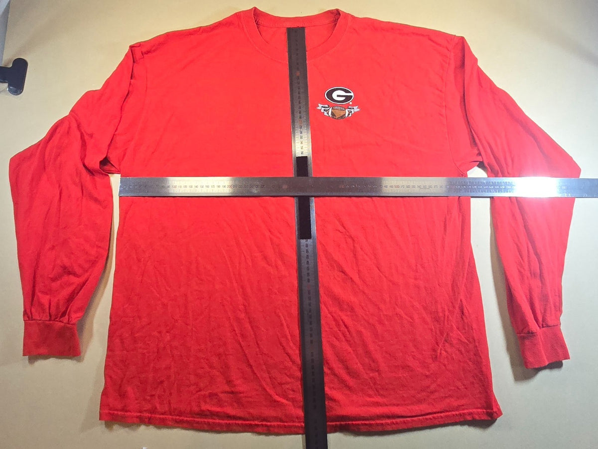 Georgia Bulldogs Long Sleeve T Shirt Red Go Dawgs Football UGA NCAA Approx XL