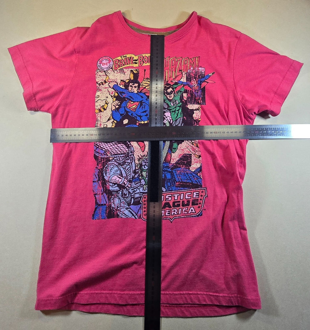 DC Comics Superman Green Lantern Justice League T Shirt Pink Cut Tag Approx M
