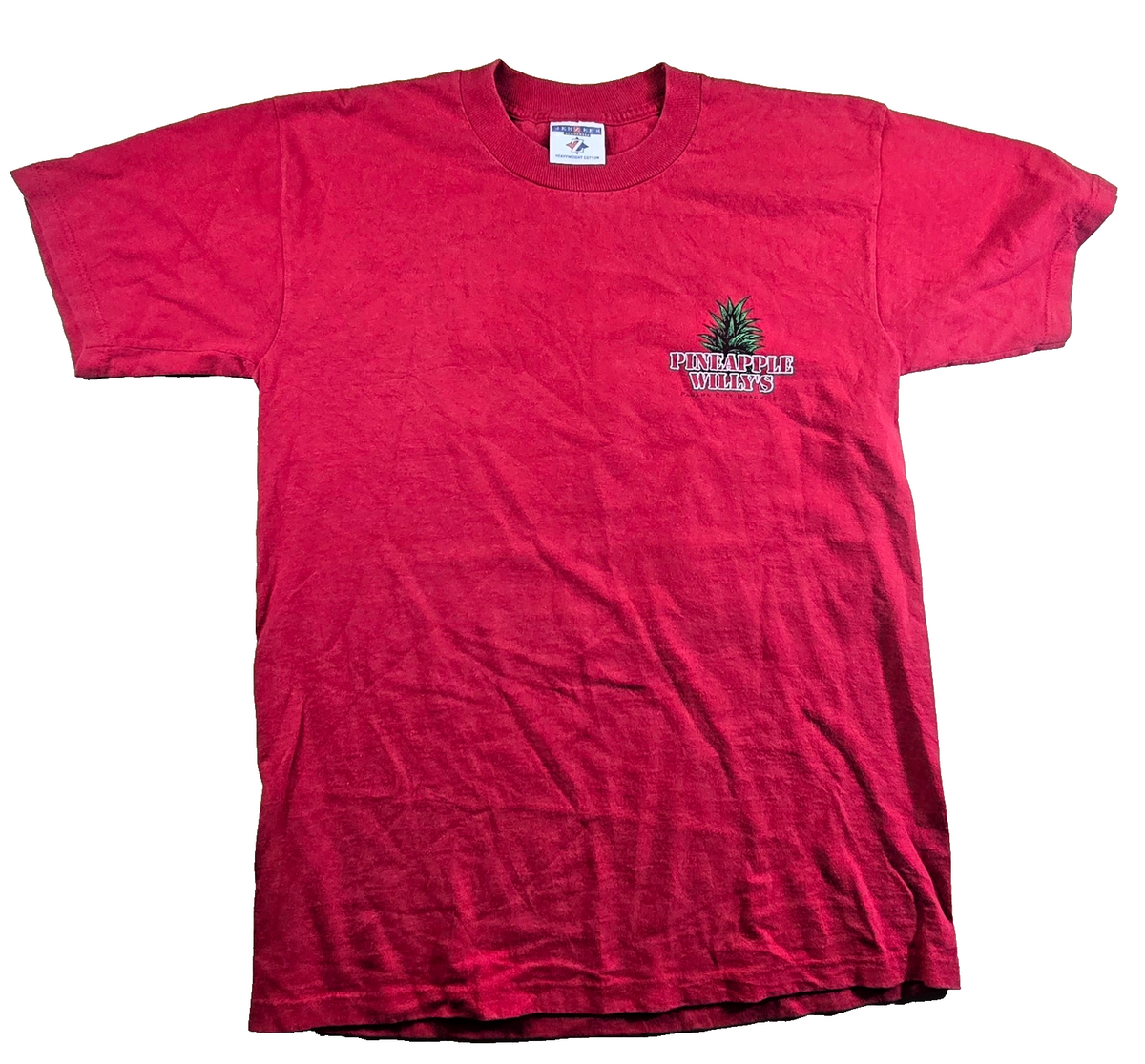 Jerzees Pineapple Willy's T Shirt Small S Red Panama City Beach USA 100% Cotton