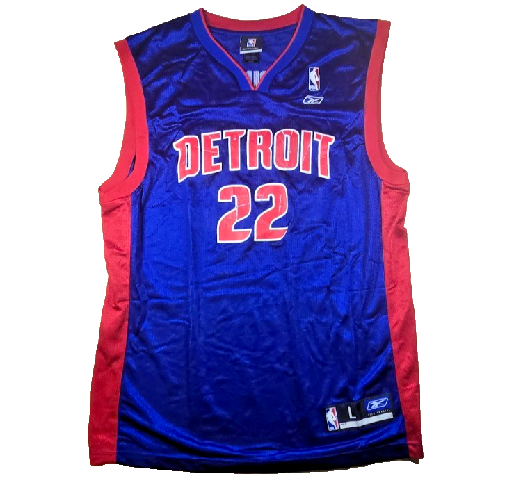 Detroit Pistons Tayshaun Prince #22 Jersey Large Reebok NBA Basketball Blue Red