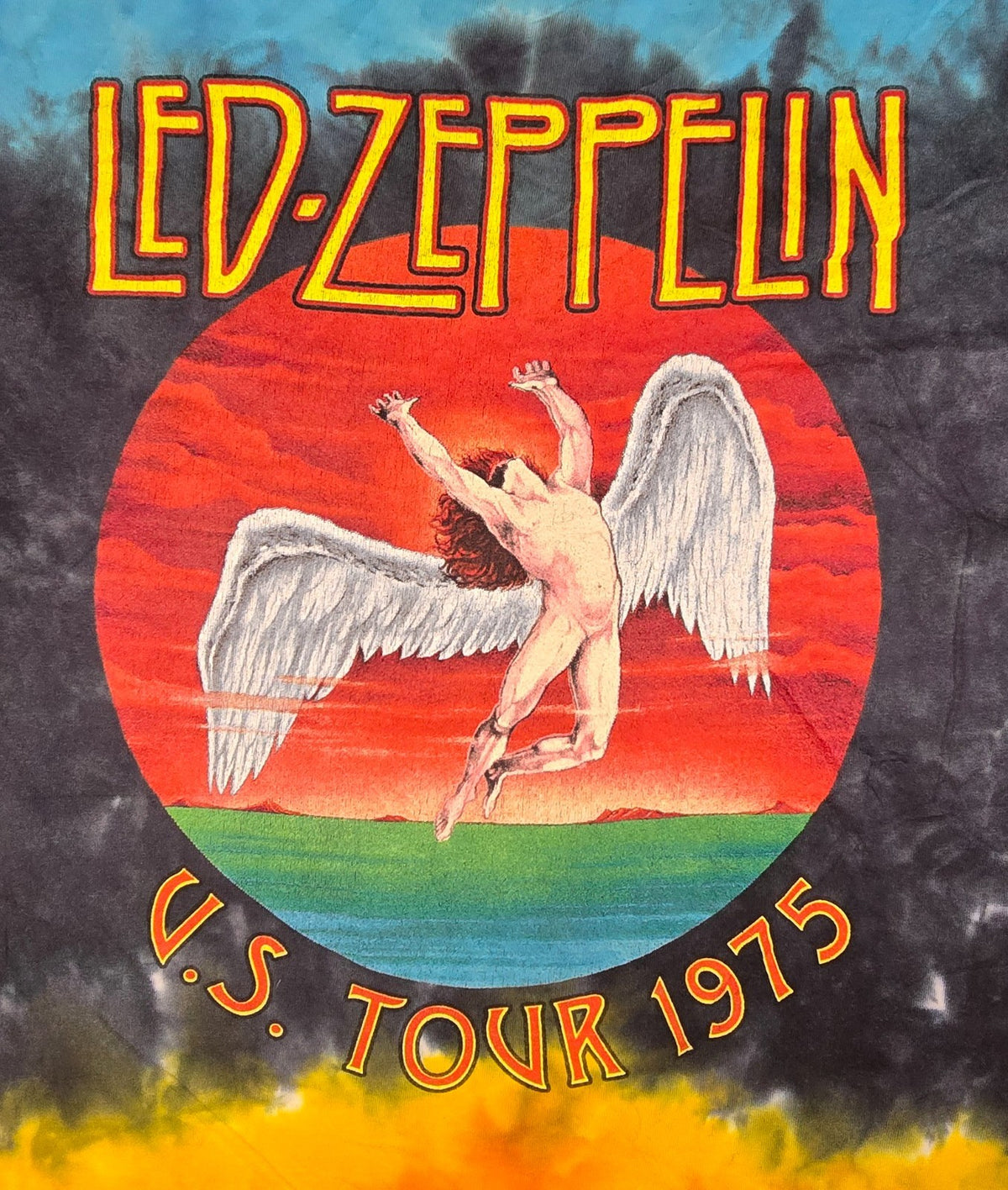 Led Zeppelin U.S. Tour 1975 T Shirt Large L Tie Dye Swan Song Rock Band Tee