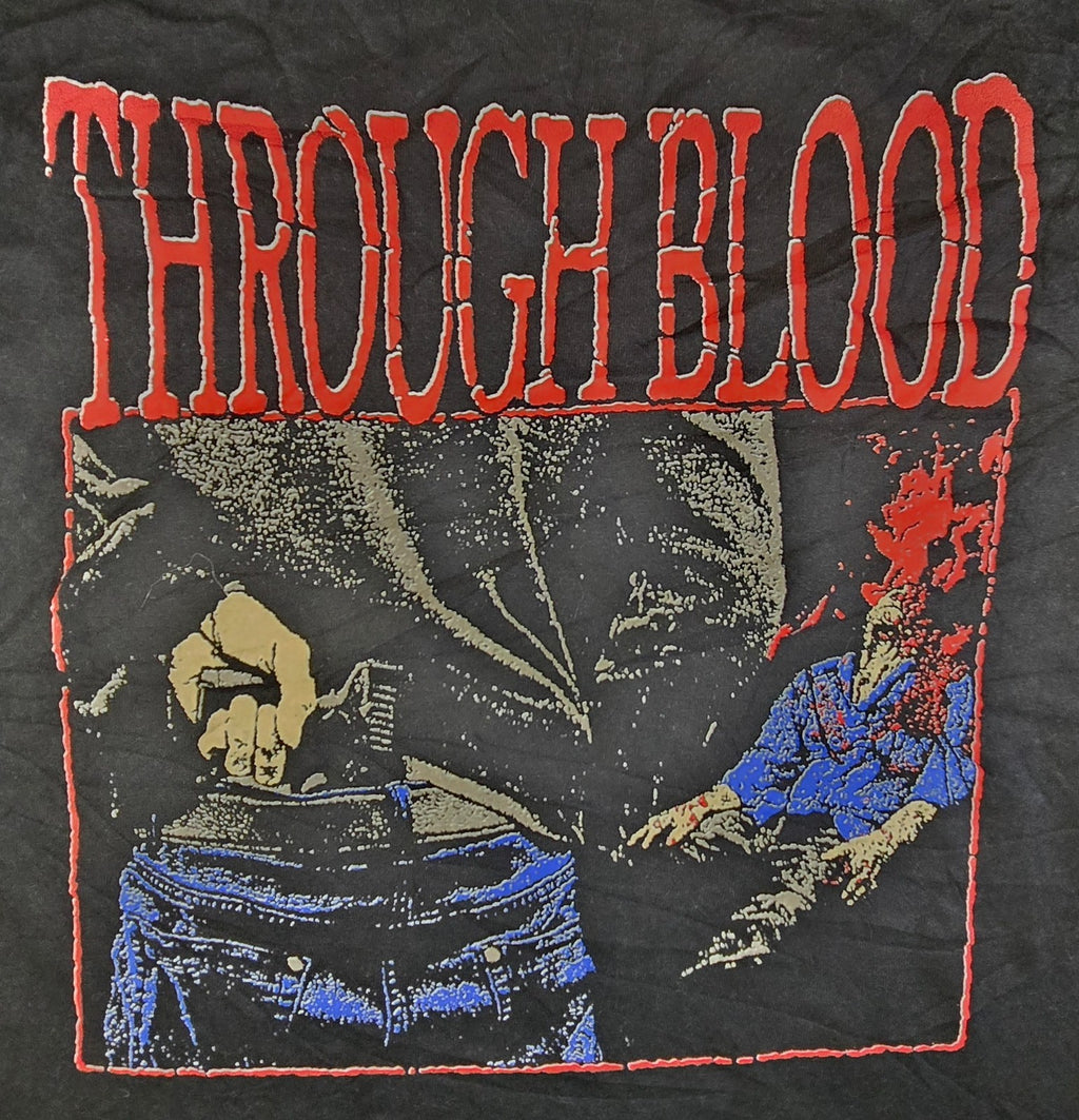 Through Blood T Shirt Black Double Sided Graphic Tee Approx Medium M Hardcore