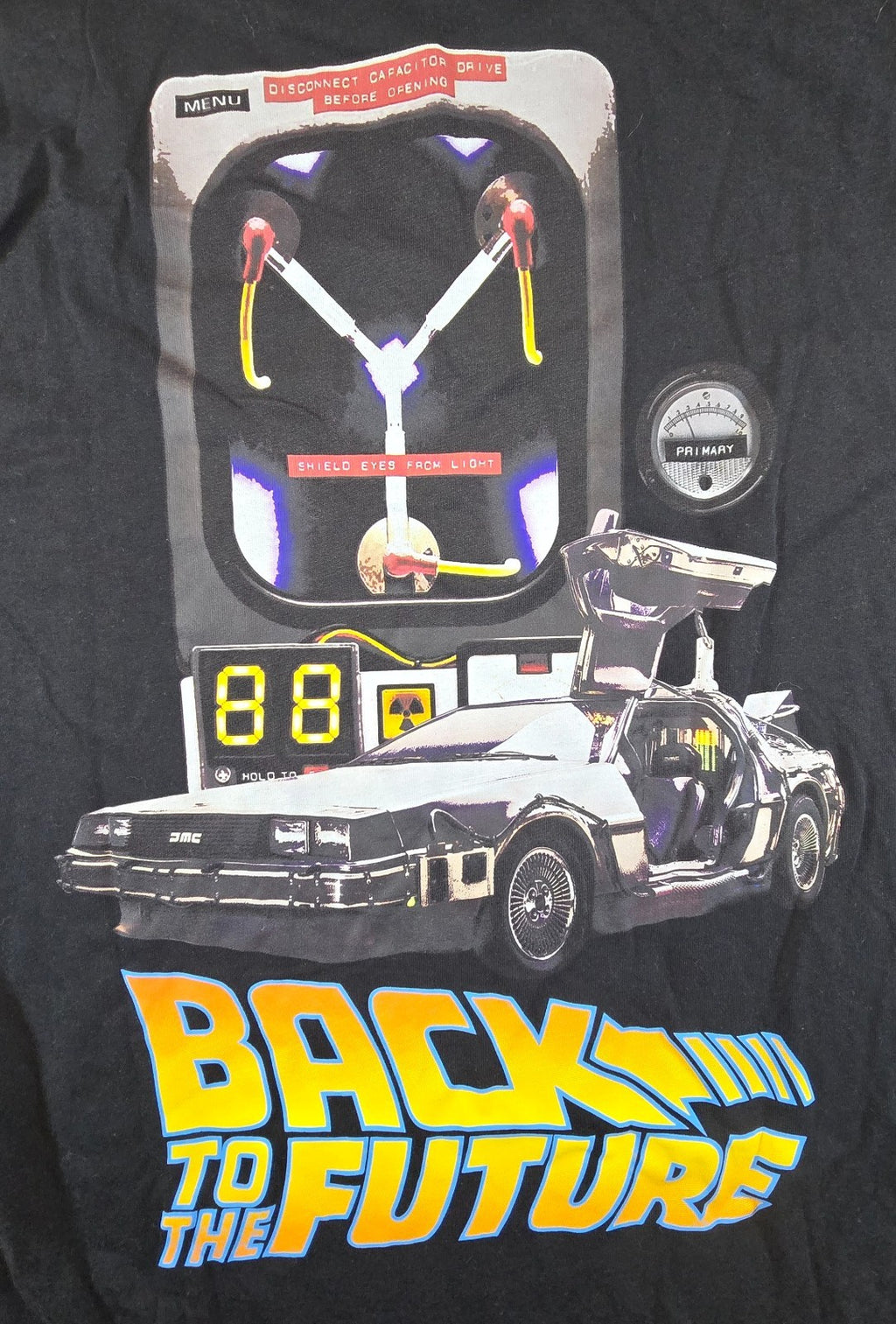 Back To The Future T Shirt Small Black NWT DeLorean Flux Capacitor Movie Tee
