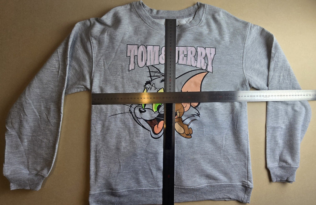 Tom & Jerry Women’s Grey Graphic Fleece Crew Neck Pullover Sweatshirt Size M