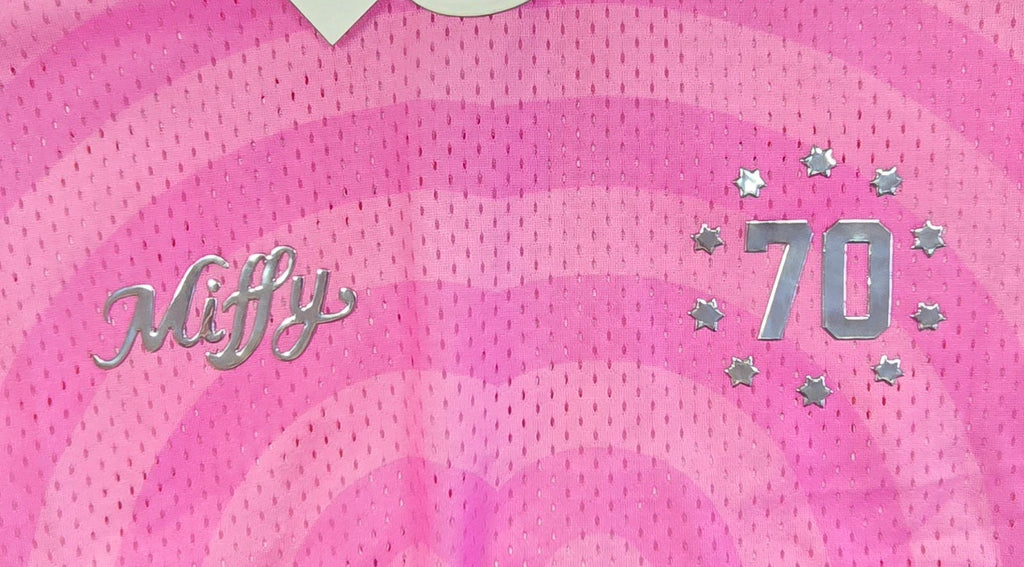 Miffy 70th Anniversary Pink Mesh Jersey T Shirt Large L Number 70 Bunny Retro