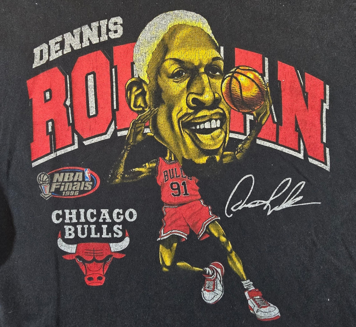 Dennis Rodman Chicago Bulls T Shirt Small S Mitchell & Ness NBA Finals 1996 Tee