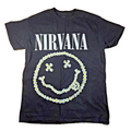 Nirvana T Shirt Small S Black Daisy Smiley Face Logo Grunge Rock Band Tee