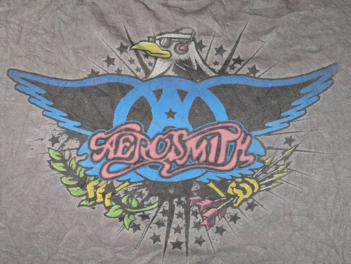 Aerosmith T Shirt 2XL XXL Grey Anvil Rock Band Wings Logo Steven Tyler Tee