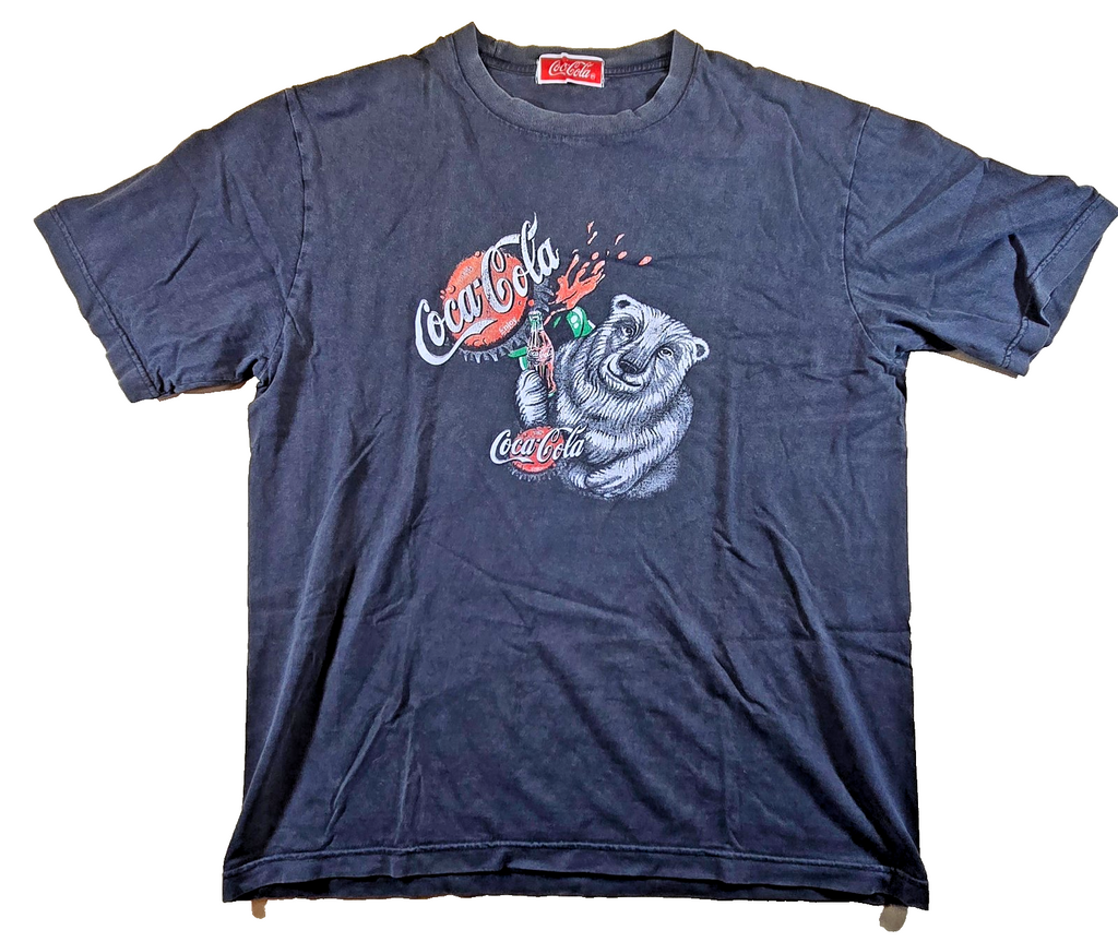 Coca Cola T Shirt Black Polar Bear Graphic Coke Retro Style Tee 54cm Chest