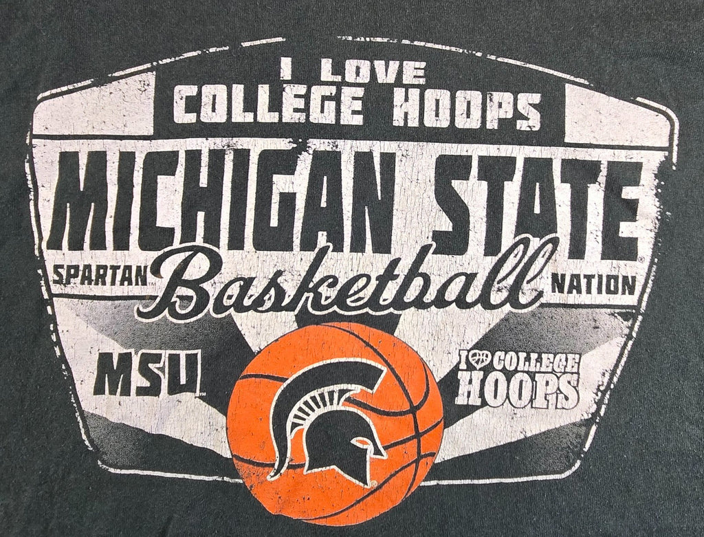 Michigan State Spartans Basketball T Shirt XL Green Step Ahead 100% Cotton MSU