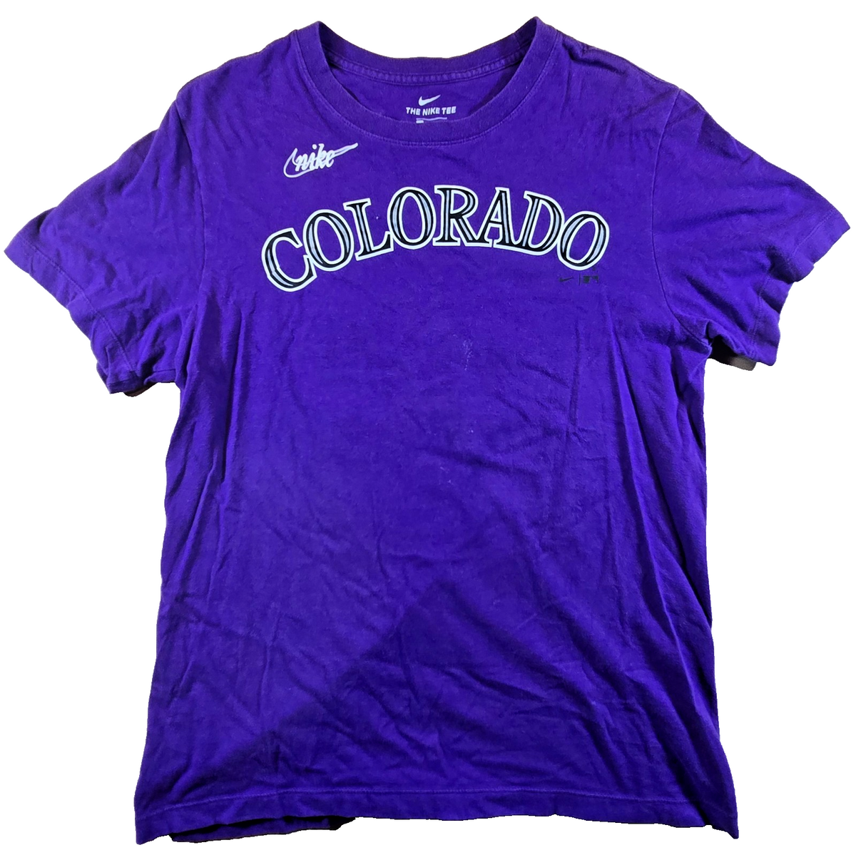 Nike Colorado Rockies T Shirt Small S Purple Walker 33 MLB Baseball Tee