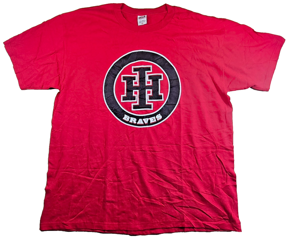 Anvil Braves T Shirt XL Red Double Sided Logo 100% Cotton Sports Team Tee