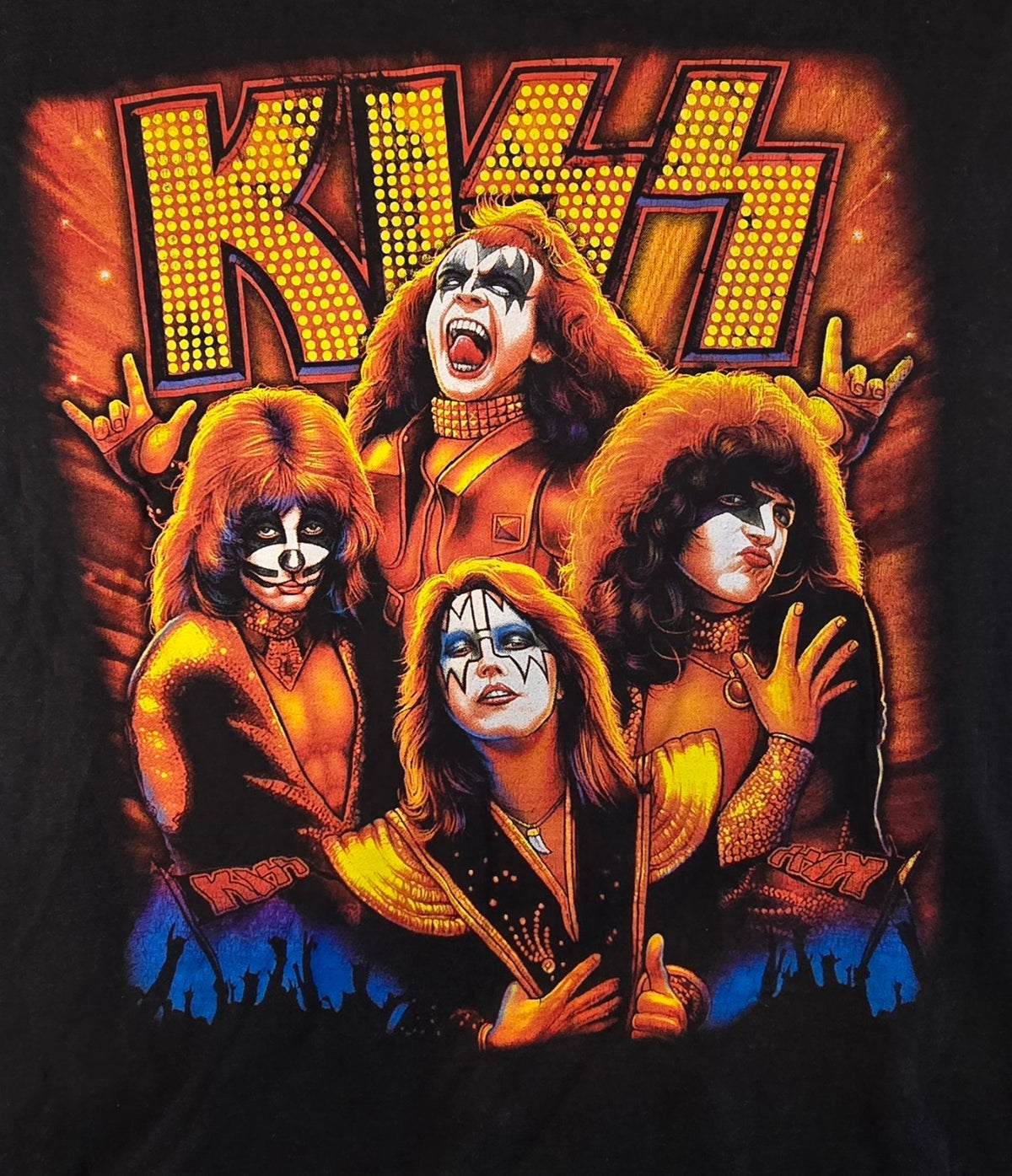 KISS Band T-Shirt Black Graphic Tee Rock Music Gene Simmons Vintage Style SizeXL