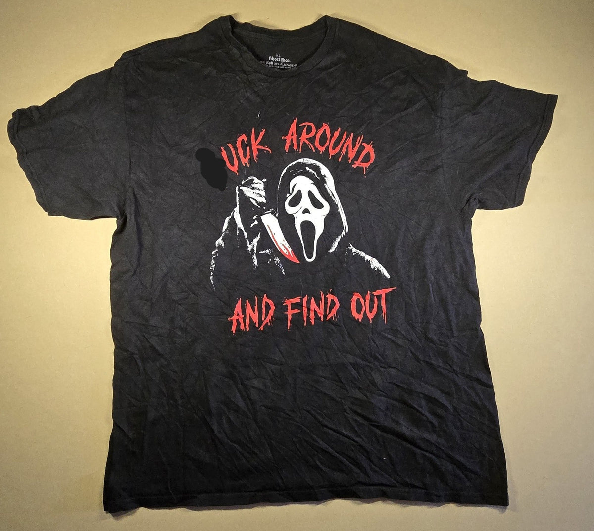 Ghost Face Scream T Shirt XL Black *uc* Around Find Out Horror Halloween Tee