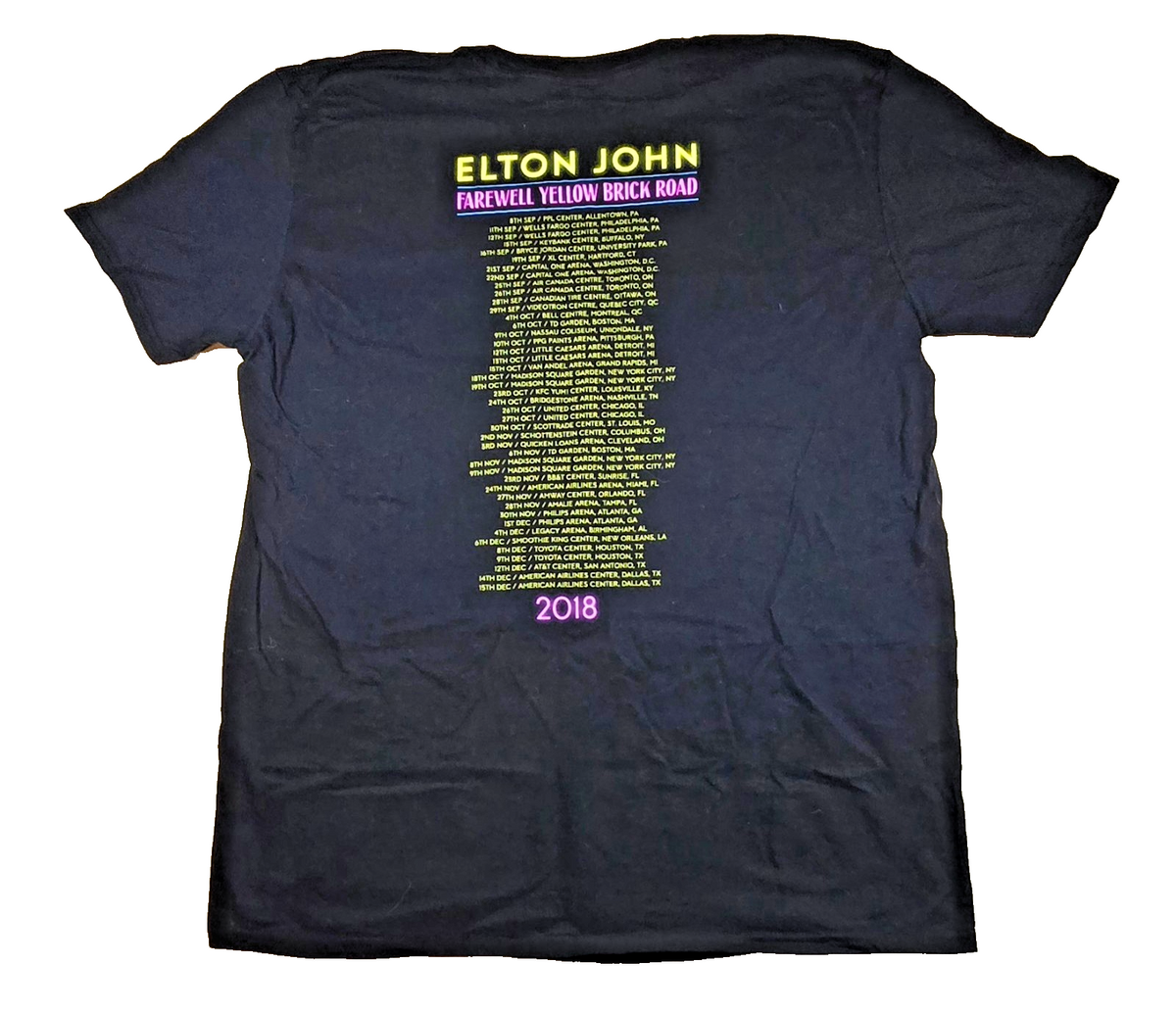 Elton John Farewell Yellow Brick Road 2018 Tour T Shirt Black XL Concert Music T