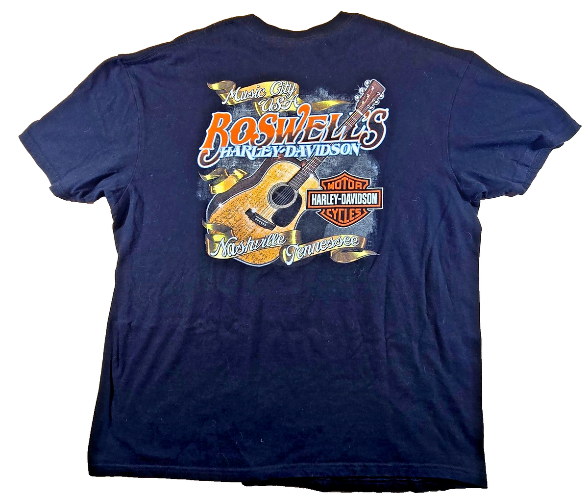 Harley Davidson Nashville T Shirt 2XL Black Boswell's Tennessee Guitar Tee