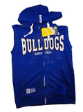 NRL Canterbury Bulldogs Hoodie Vest Mens Blue Sleeveless Zip New With Tags Sz 14