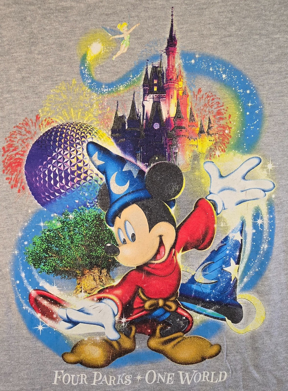 Disney Parks Mickey Mouse Sorcerer T Shirt M Grey Long Sleeve Walt Disney World