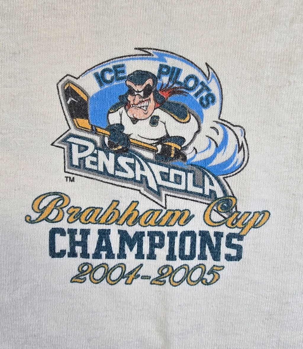 intage 2005 Pensacola Ice Pilots T Shirt XL Brabham Cup Champions Hockey ECHL