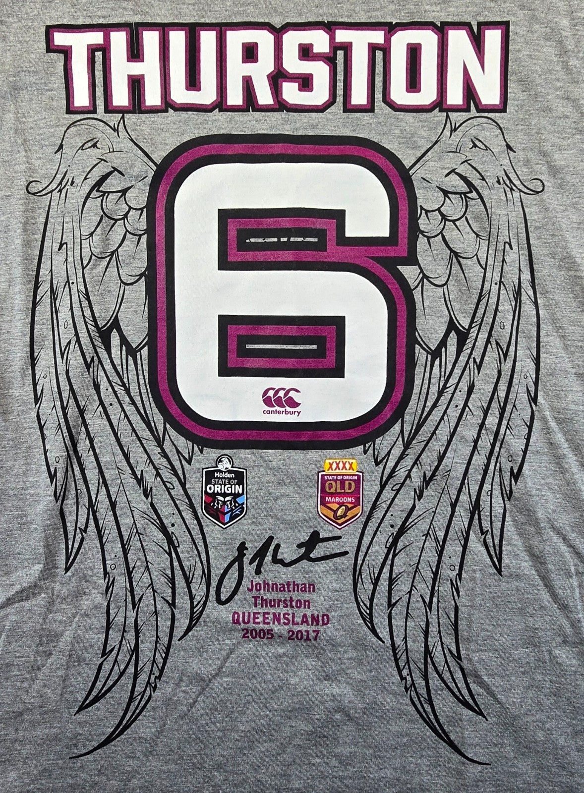 Johnathan Thurston QLD Maroons T Shirt XL State Of Origin 2005-2017 NRL Tee