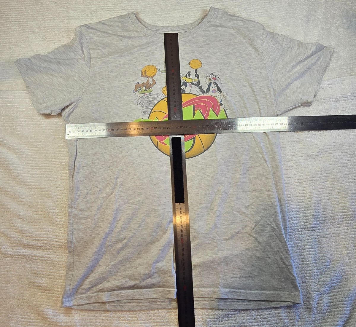 Space Jam Looney Tunes T Shirt Bugs Bunny Taz Daffy Duck Graphic Tee Grey Medium