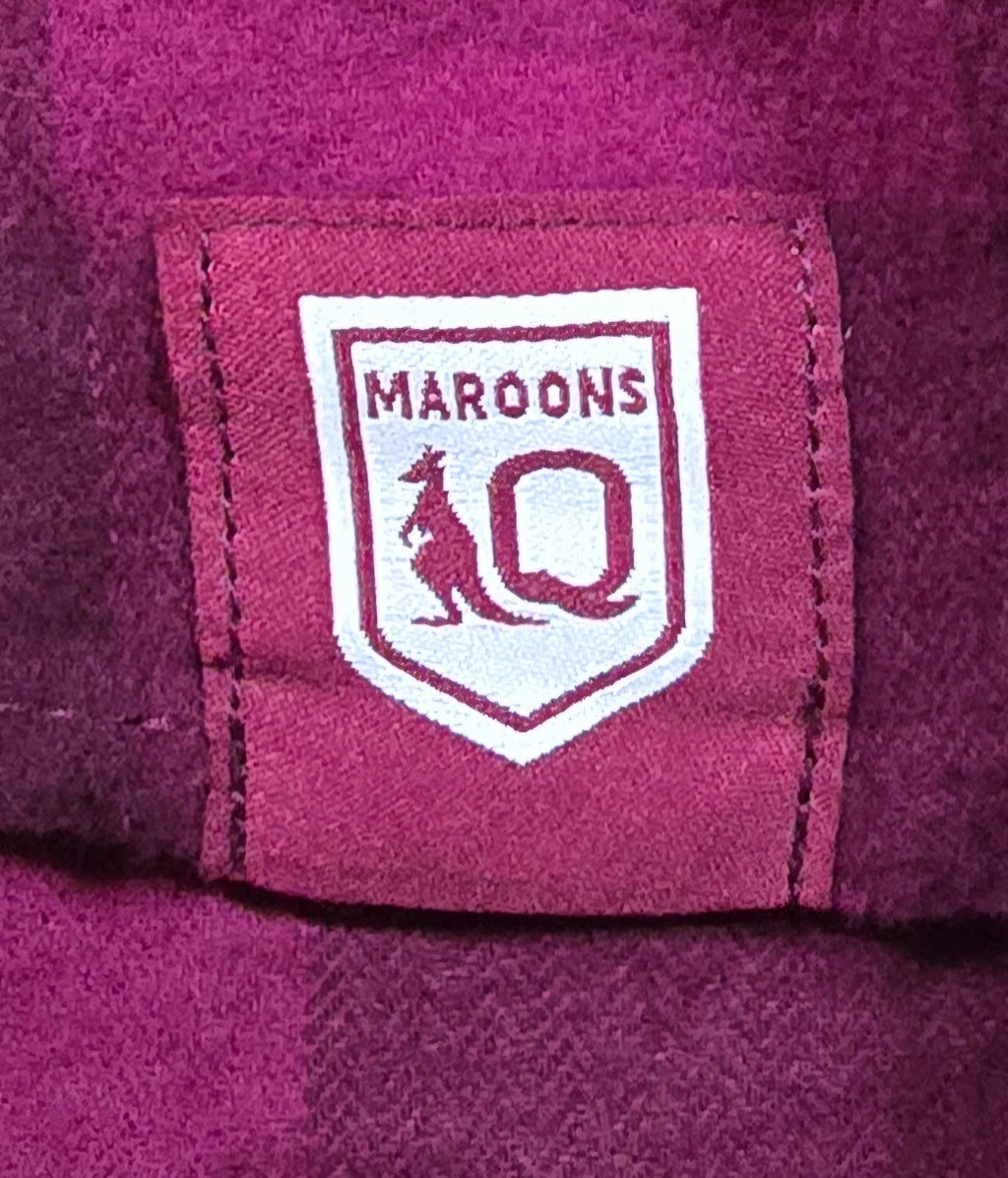 Queensland Maroons NRL Supporter Flannel Check Shirt Long Sleeve Mens Small QLD