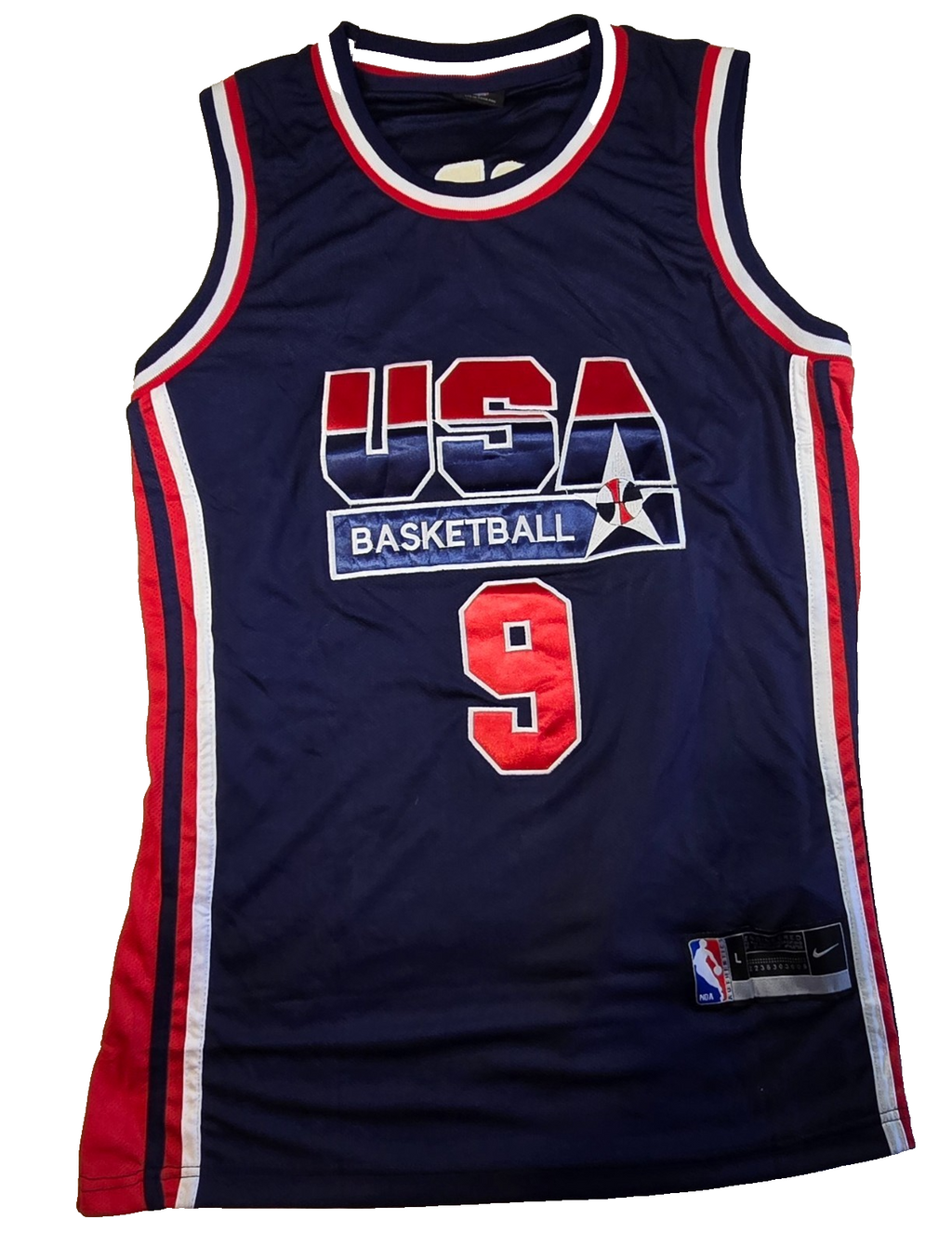 Nike USA Basketball Jersey #9 Mens Large L Blue Red Team USA NBA Style